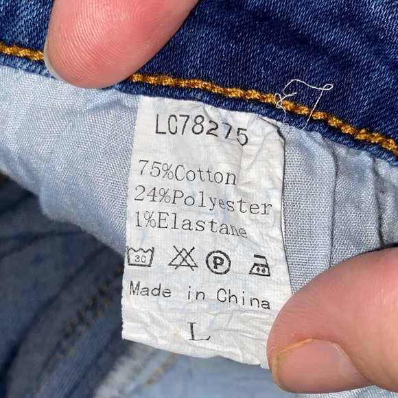 Trendy Distressed Blue Jeans with Leopard Cuffs - Picture 12 of 12